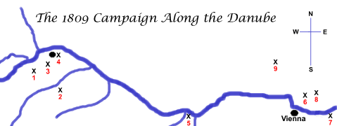 Map of 1809Danube Campaign battles